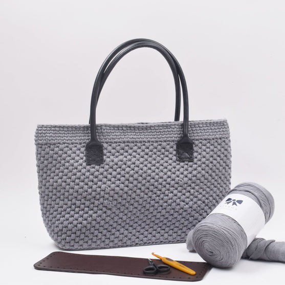 Ribbon Shopper avec Fond en Cuir
3