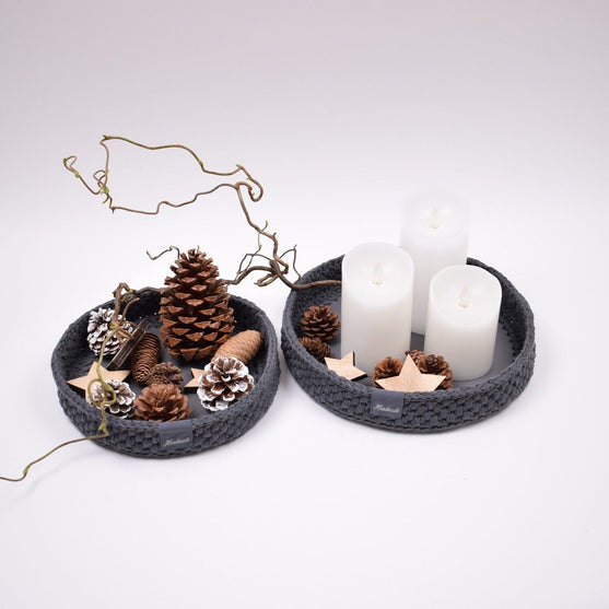 Decoration trays with round leather base - Christmas
4