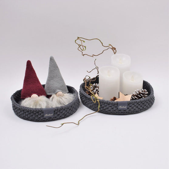 Corbeille décorative  avec fond en cuir rond - Noël
5