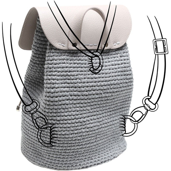 Rabat de sac avec bouton magnétique - Noir/Bronze - Go Handmade
8