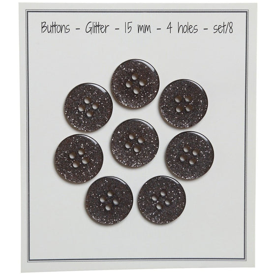 Boutons Glitter - Noir - Plusieurs Tailles - Go Handmade
1