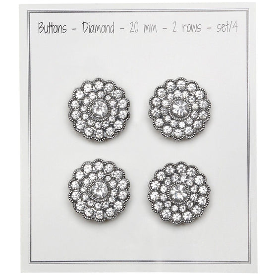 Boutons Bling - Petites Pierres - Argent - 4 pcs. - Go Handmade
3