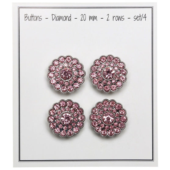 Boutons Bling - Petites Pierres - Rose- 4 pcs. - Go Handmade
2