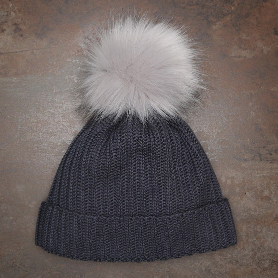 Pom Pom w/button - Gray - Large - Go Handmade
3