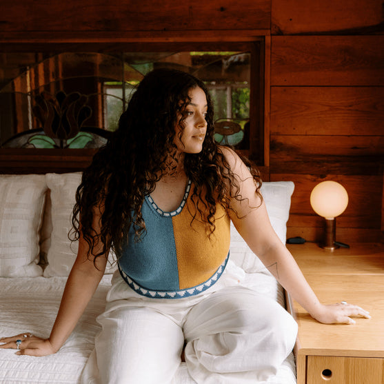 Bevelled Tank - Haut Intarsia Sans Manche
7