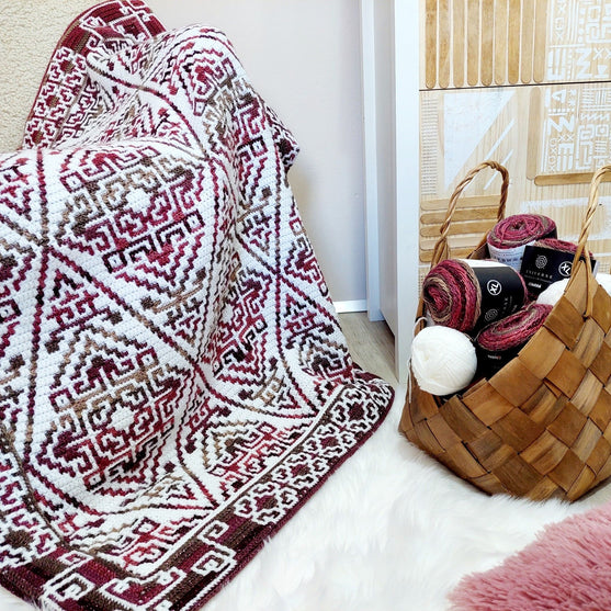 Aztecana - Couverture Crochet Mosaïque
1