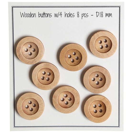 Boutons en bois - Round Groove - Clairs - Go Handmade
1