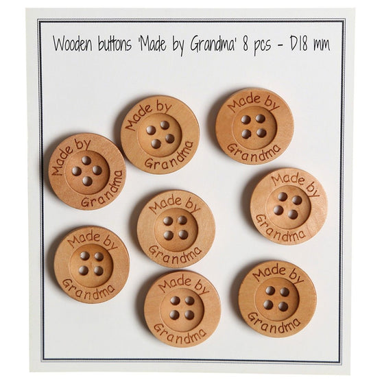 Boutons en bois - Made by Grandma  - 18 mm - Go Handmade
1