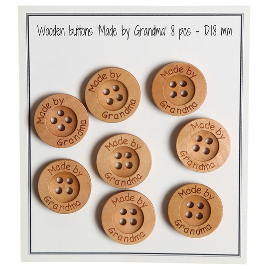 Boutons en bois - Made by Grandma  - 18 mm - Go Handmade
