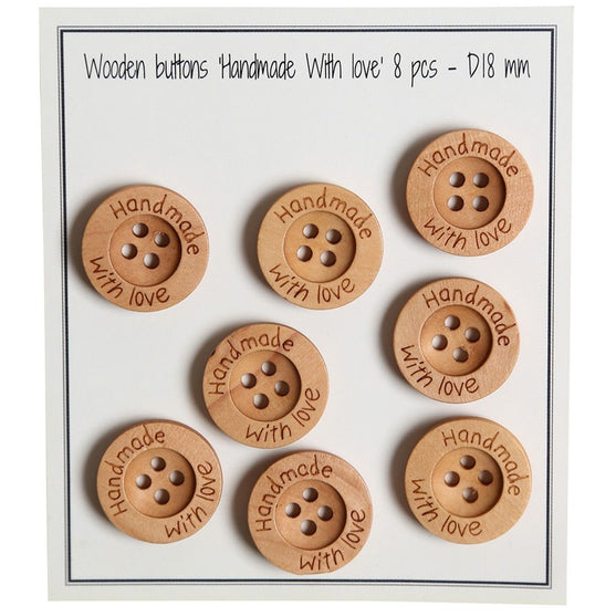 Boutons en bois - Handmade with Love - 18 mm - Go Handmade
1