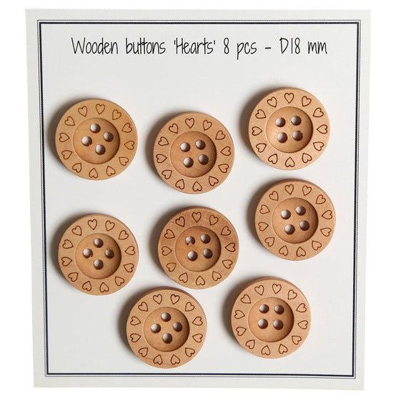 Boutons en bois - Coeurs - 18 mm - Go Handmade
1