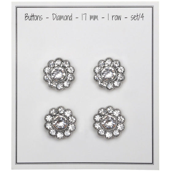 Boutons Bling - Grosses Pierres - Argent - 4 pcs. - Go Handmade
2