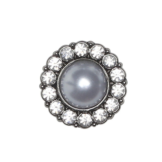 Pearl Buttons w. Stones - Black - Multiple Sizes - Go Handmade
2