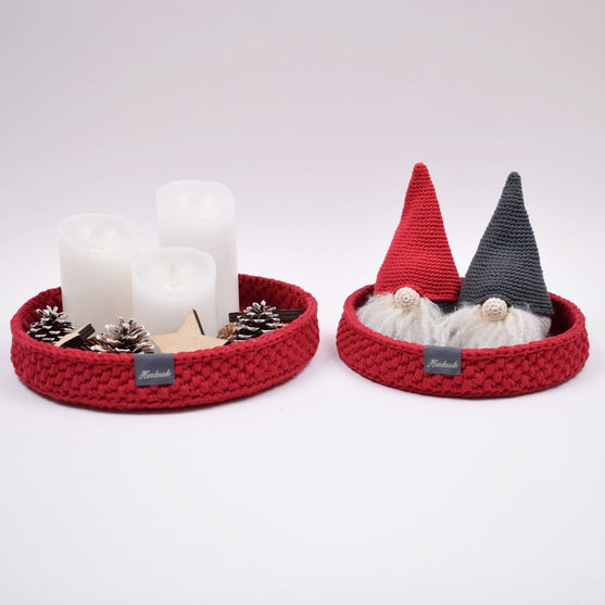 Corbeille décorative  avec fond en cuir rond - Noël
1