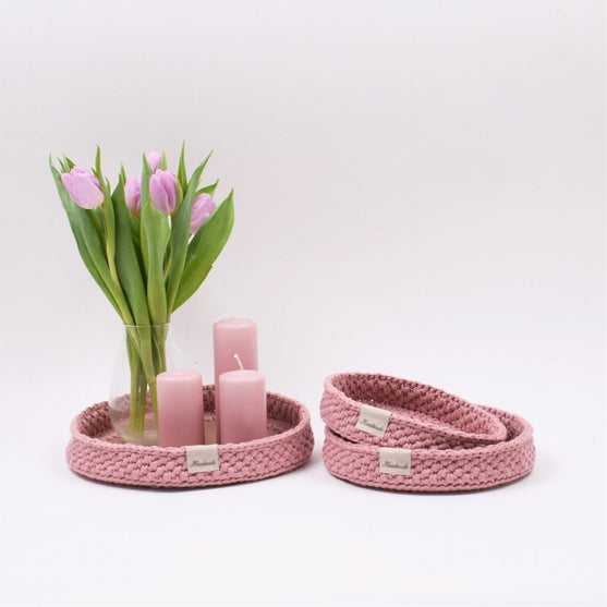 Corbeille décorative  avec fond en cuir rond
1