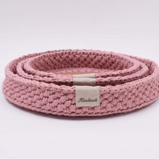 Corbeille décorative  avec fond en cuir rond
5