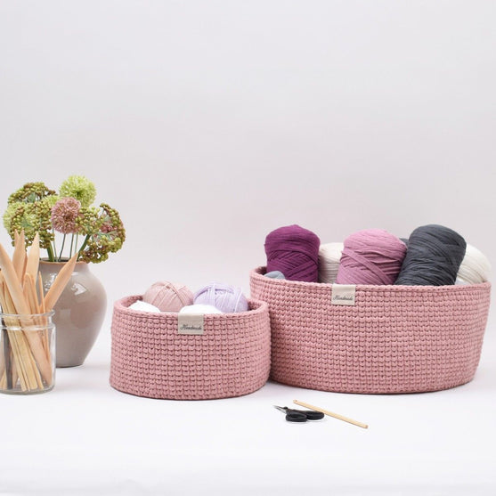 Panier Ribbon avec base en cuir ronde – maille jersey
2