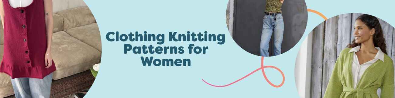 Hobbii collection of women’s free clothing knitting patterns: a collage showing a dress, top, kimono cardigan, and shawls made with soft yarns.