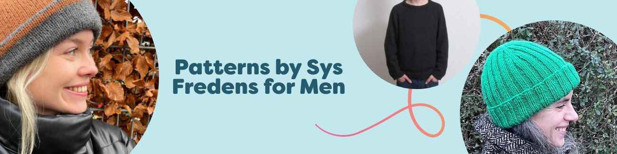 Men’s beanies and sweaters by Sys Fredens for Hobbii—knit and intermediate crochet patterns for men.