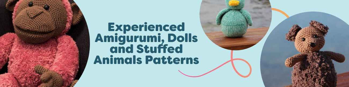 Free intermediate amigurumi, doll, and stuffed animal crochet patterns by Hobbii—colorful handmade plush toys displayed together.