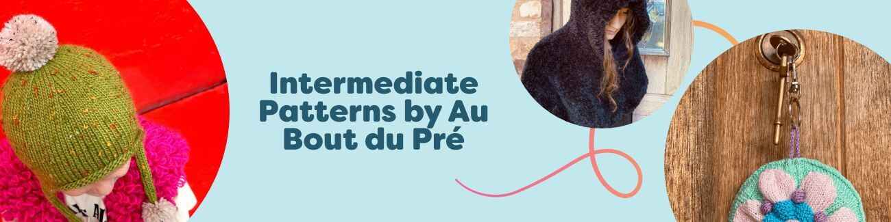 Au Bout du Pré intermediate crochet patterns at Hobbii featuring hats, capes, keyrings, and tunics in a cohesive, modern palette