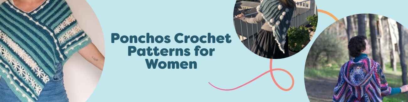 Free women’s crochet poncho and shoulder wrap patterns from Hobbii shown in boho lace, textured shells, and cozy ruana styles.