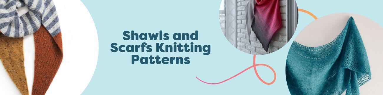 Hobbii collection of shawl and scarf knitting patterns in lace, cable, and cozy textures.