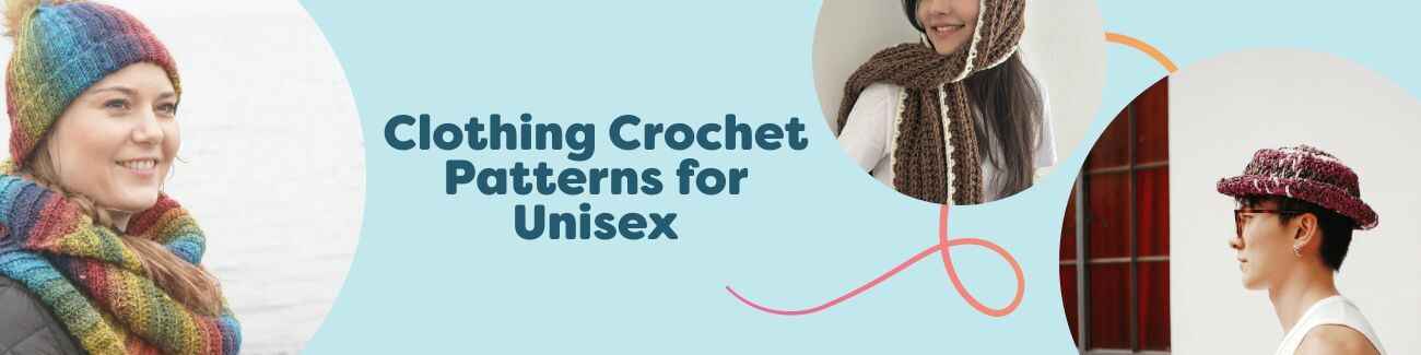 Unisex crochet clothing made with Hobbii yarn—shirts, hats, and scarves—representing our free pattern collection.