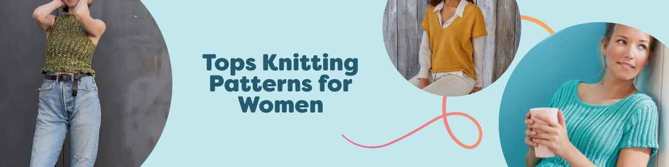 Women wearing hand-knit summer tops, tanks, and vests in light cotton yarns from Hobbii; clean studio background.