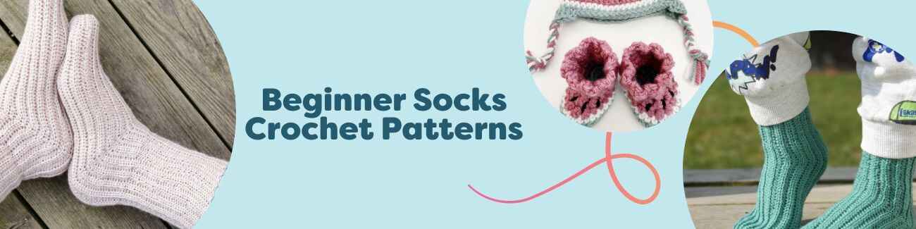 Beginner crochet sock patterns from Hobbii featuring easy ribbed socks, kids' sizes, and extra-warm slipper socks.