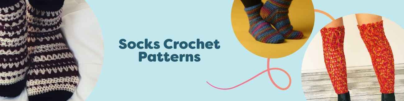 Free crochet sock patterns from Hobbii featuring cozy ankle, crew, slipper, and baby sock designs in multiple yarn weights and sizes.