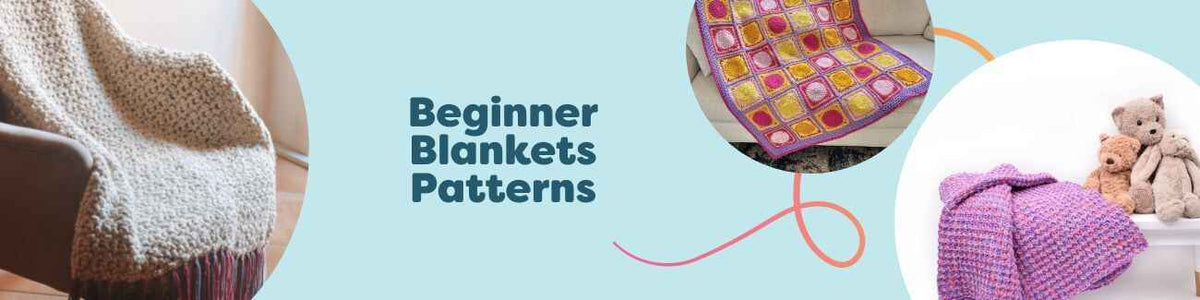 Stack of cozy knit and crochet blankets in soft neutrals and bright tones, showing simple stitches and textures ideal for beginner makers.