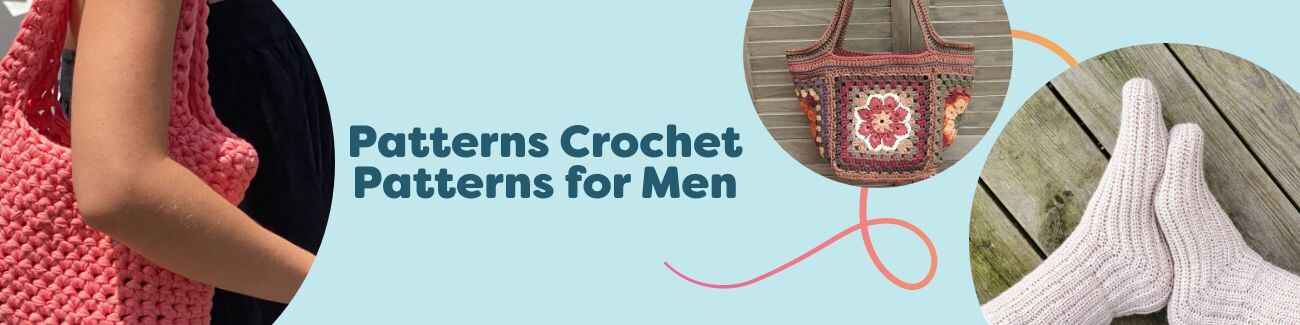 Men’s crochet patterns from Hobbii: hoodies, beanies, scarves and socks in modern colors, modeled for everyday wear.