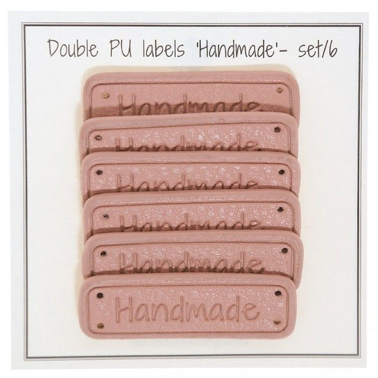 PU Leather Label "Handmade" 5 x 1,5 cm - Go Handmade