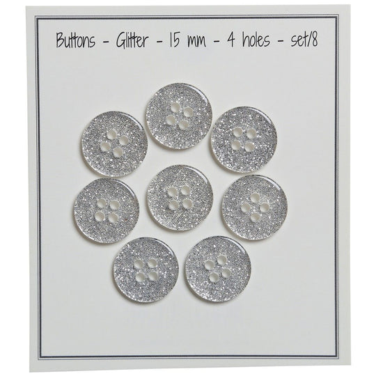 Boutons Glitter - Argent - Plusieurs Tailles - Go Handmade