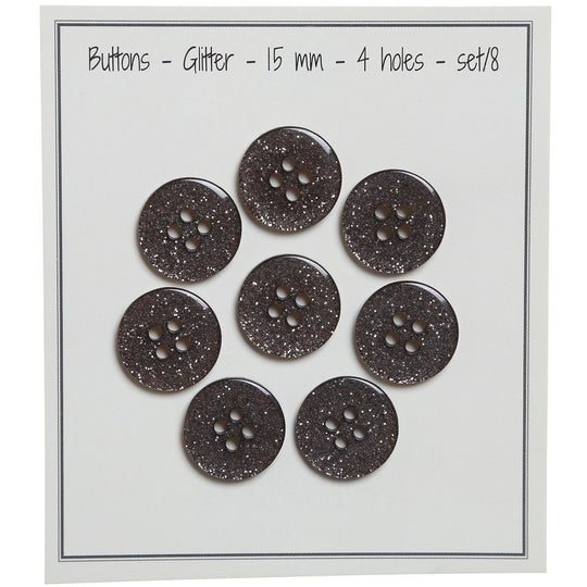Glitter Buttons – Black - Multiple sizes - Go Handmade