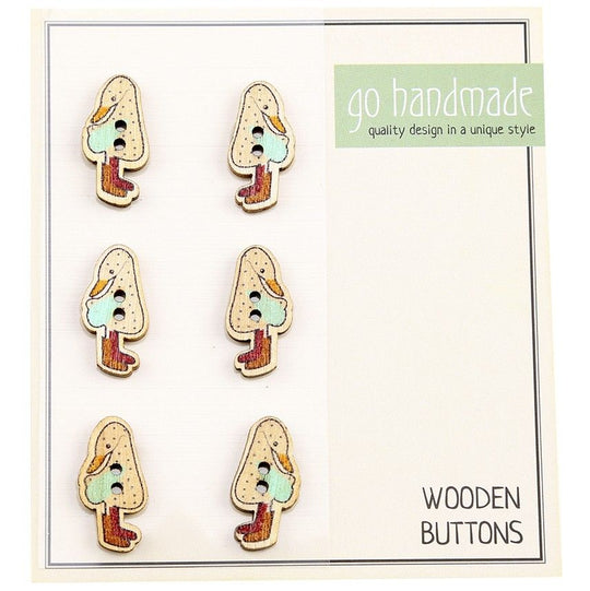 Boutons en bois - Dotti le Canard - 6 pièces, 20 mm - Go Handmade