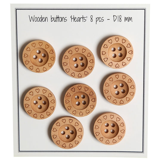 Boutons en bois - Coeurs - 18 mm - Go Handmade