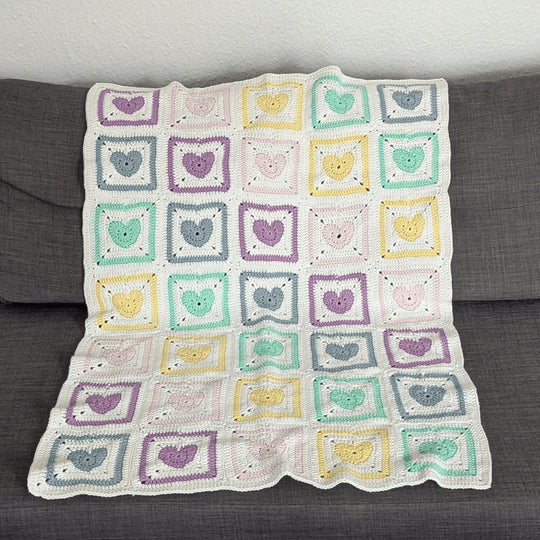 Rainbow Hearts - Baby Blanket