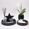 

Decoration trays with round leather base
4
