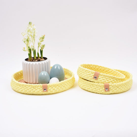 Decoration Trays with round Leather Base - Easter