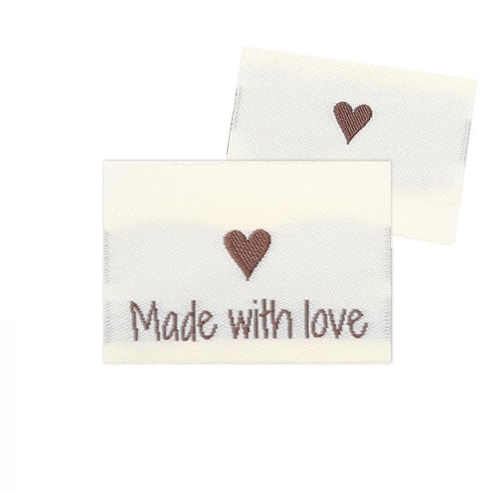 10 Etiquettes - Made with love - 1 Cœur - 3,5 cm - Go Handmade