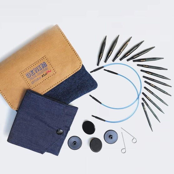 

Ensemble de aiguilles circulaires interchangeables extra courtes DENIM - KnitPro
2